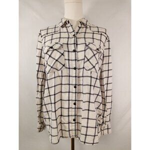 Forever 21 Women's Black White Plaid Button-Down Shirt Size Small